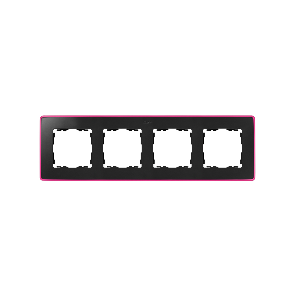 Рамка на 4 поста цвета графит с металлическим основанием неонового розового цвета S82 Detail