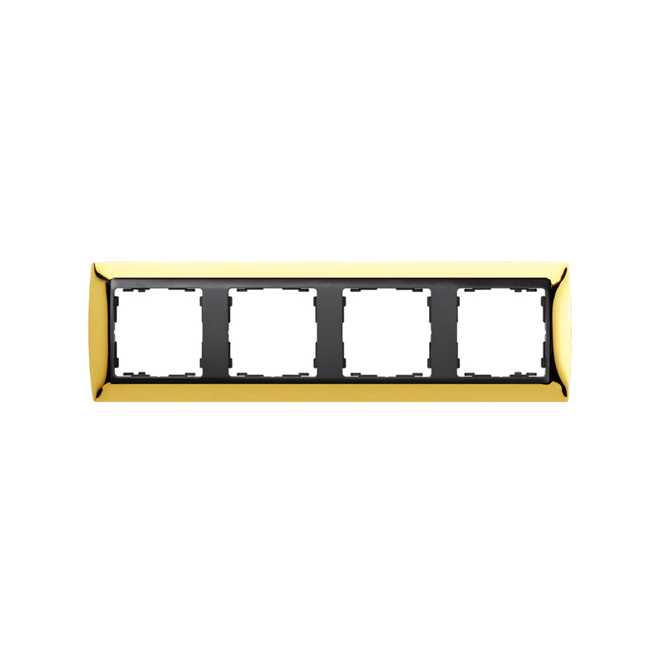 Рамка на 4 поста металл цвета золото с центральной частью цвета графит S82
