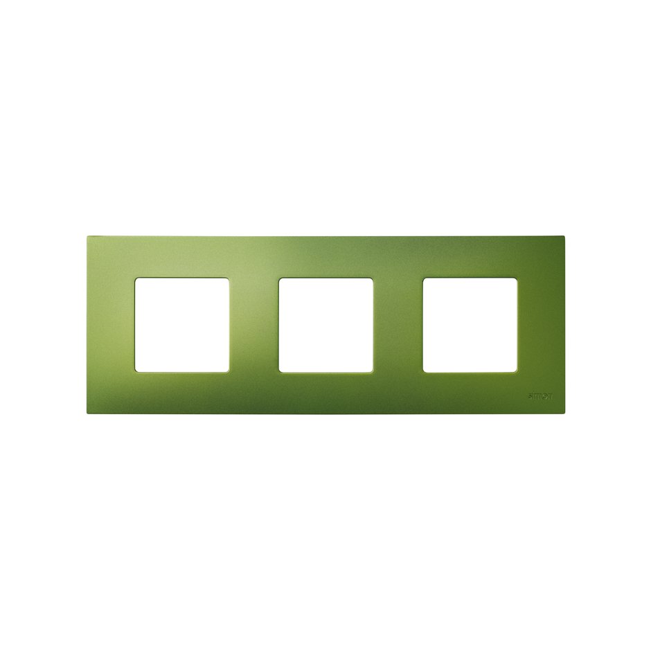 Накладка декоративная для базовой рамки на 3 поста гаммы Artic матового зеленого цвета S27 Play