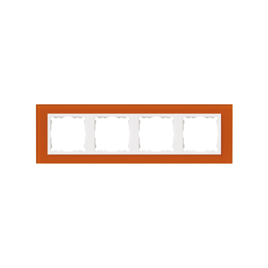 Рамка на 4 поста стекло оранжевого цвета с центральной частью белого цвета S82 Nature