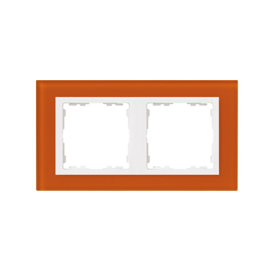 Рамка на 2 поста стекло оранжевого цвета с центральной частью белого цвета S82 Nature