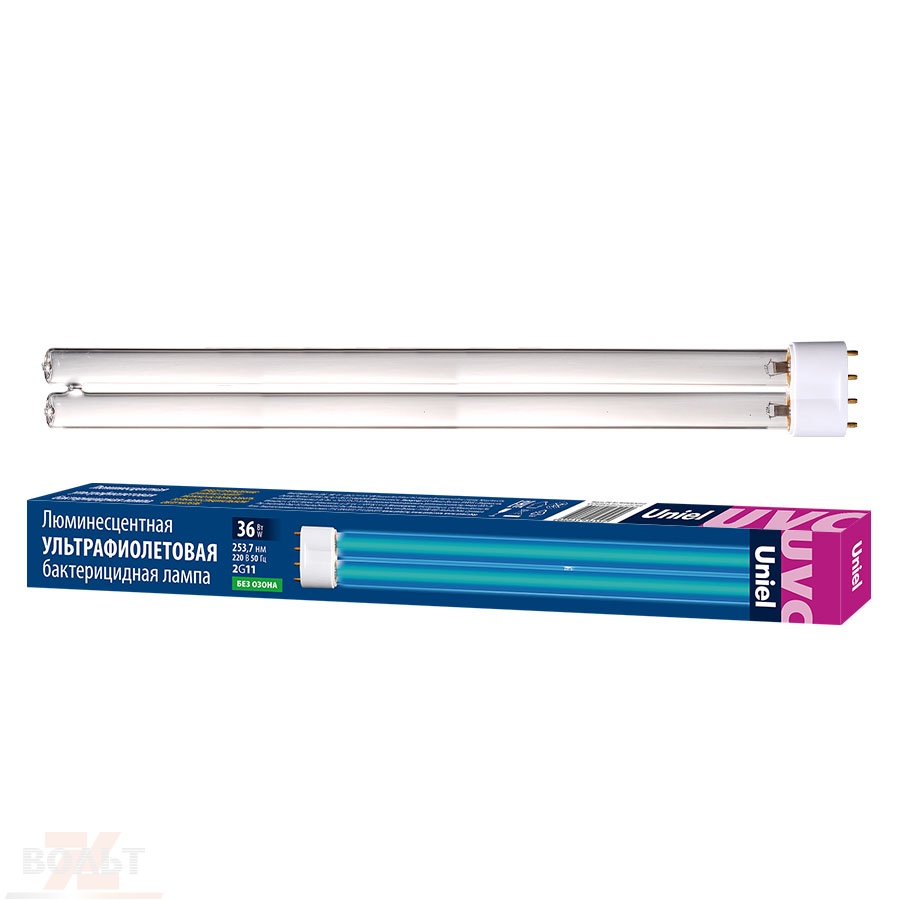 ESL-PLL-36/UVCB/2G11/CL Лампа ультрафиолетовая бактерицидная. Спектр UVC 253,7нм. Картон. ТМ Uniel