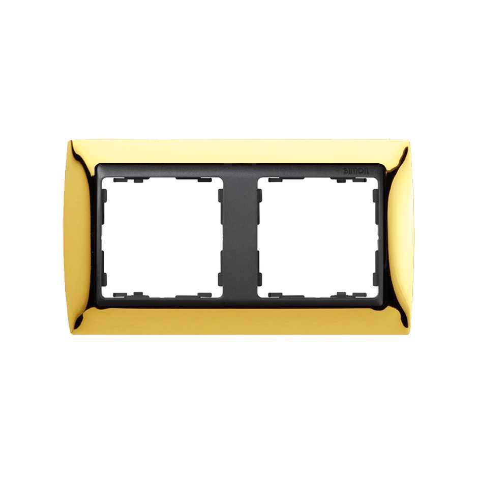 Рамка на 2 поста металл цвета золото с центральной частью цвета графит S82