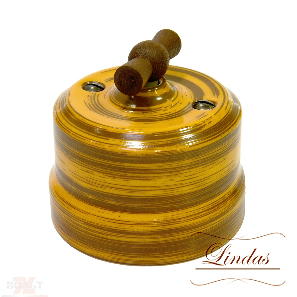 Выключатель двойной декор Бамбук, Lindas