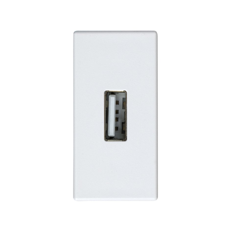 Розетка USB 2.0 для передачи данных узкая белого цвета S27