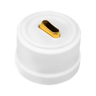 BIRONI Лизетта Пластик Белый Выключатель перекрестный 1-кл (клавишный), ручка Золото