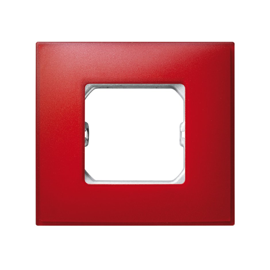 Рамка на 1 пост матовая красного цвета с суппортом S27 Neos