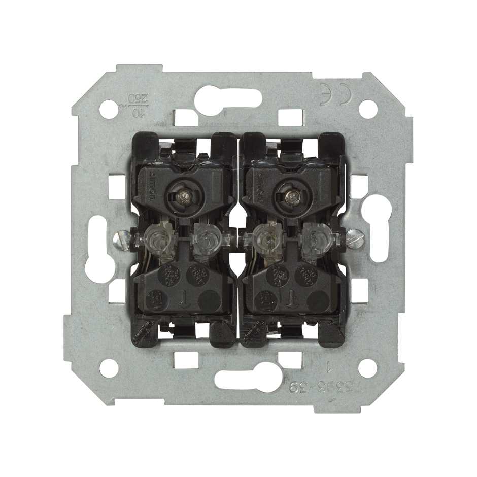 Двухклавишный кнопочный выключатель с подсветкой 10A 250В~ S75