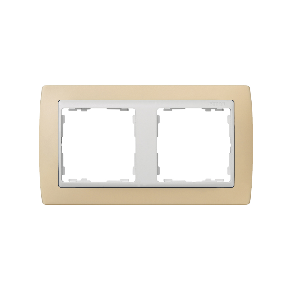 Рамка на 2 поста кремового цвета с центральной частью белого цвета S82
