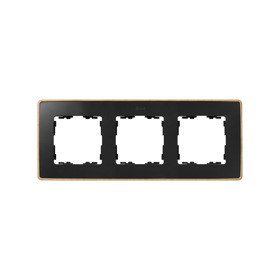 Рамка на 3 поста цвета графит с деревянным основанием натурального цвета бук S82 Detail