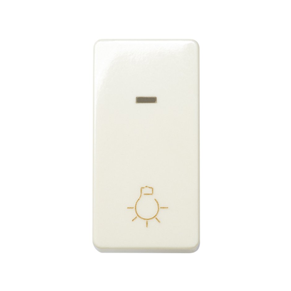 Кнопочный выключатель с подсветкой и пиктограммой "свет" узкий 10A 250В~ цвета слоновая кость S27
