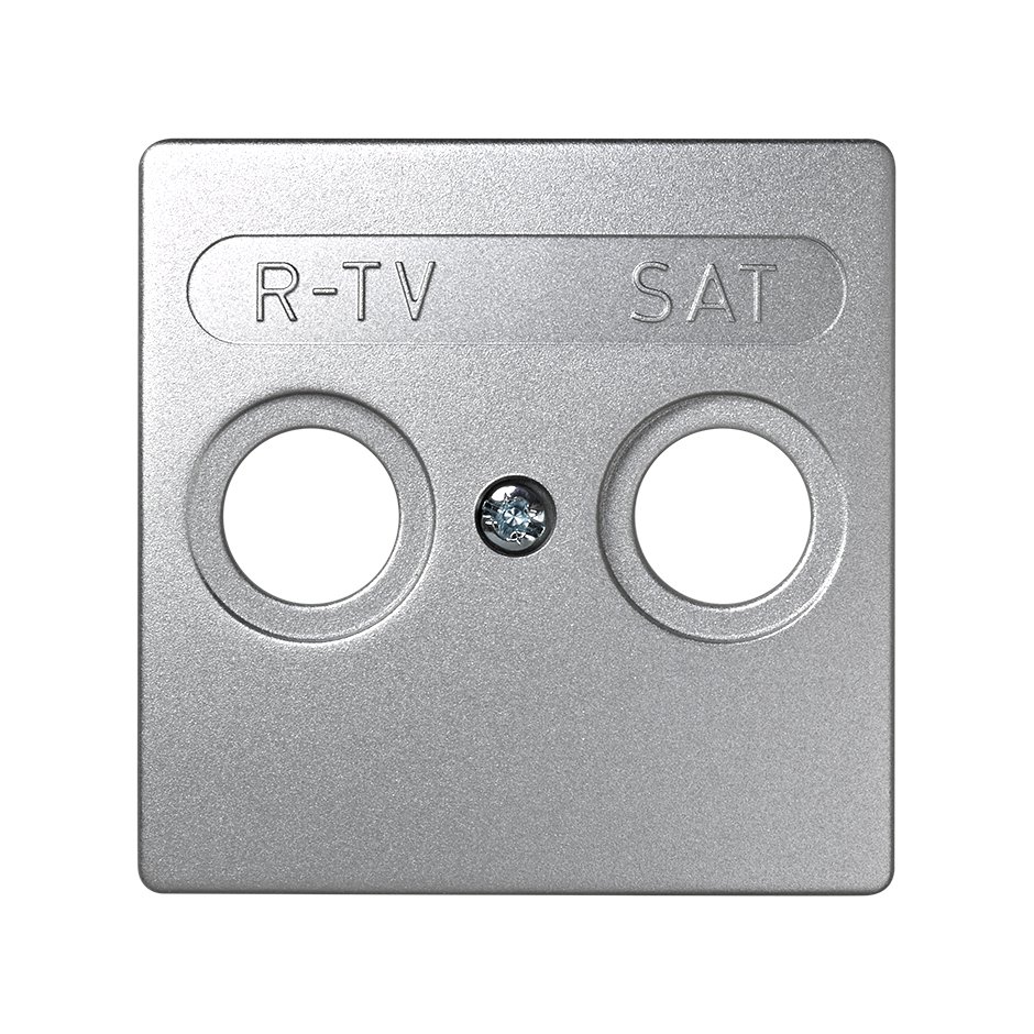 Накладка для розетки R-TV+SAT с пиктограммой "R-TV SAT" цвета алюминий S73 Loft
