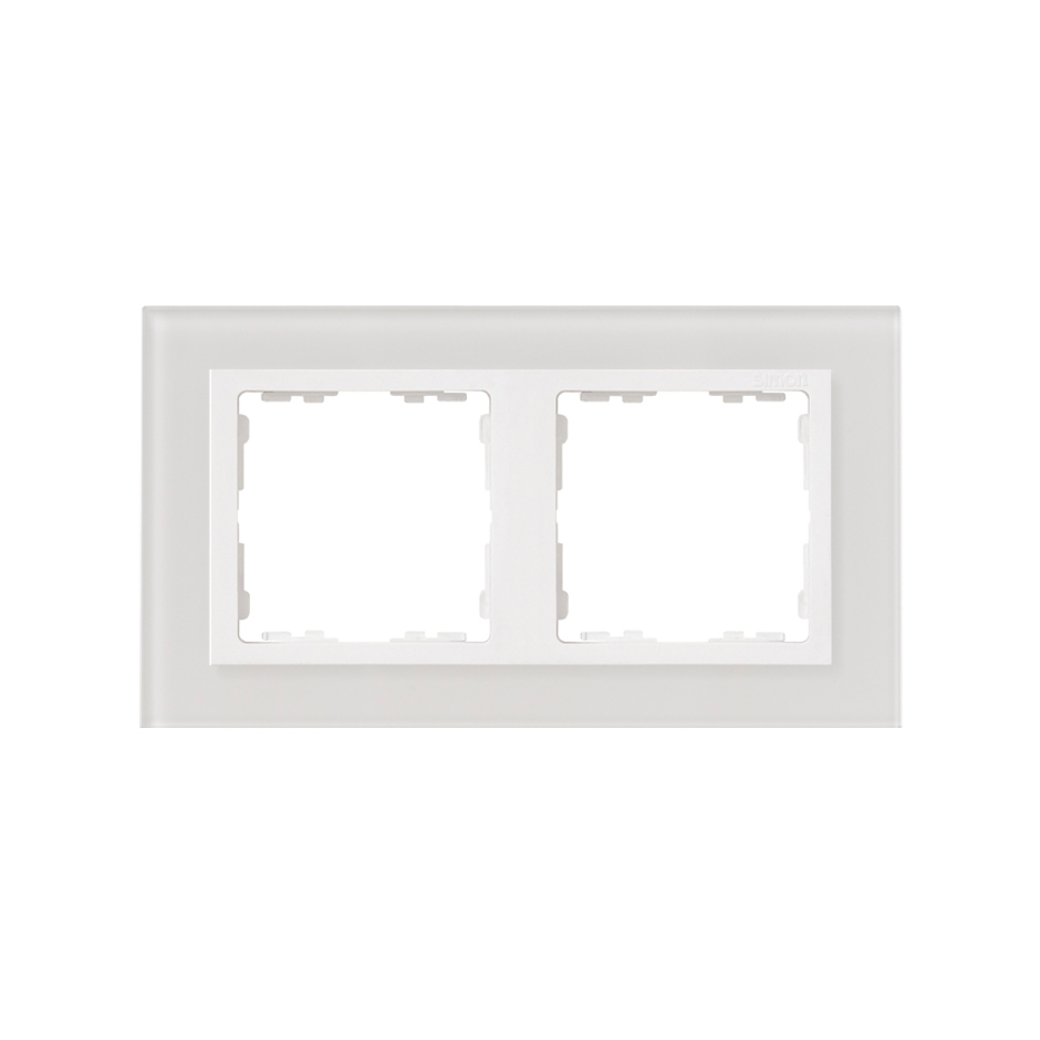 Рамка на 2 поста стекло белого цвета с центральной частью белого цвета S82 Nature