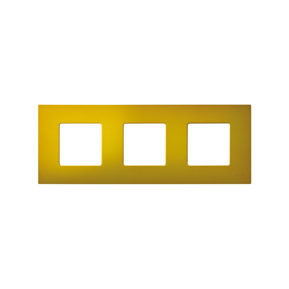 Накладка декоративная для базовой рамки на 3 поста гаммы Artic матового желтого цвета S27 Play