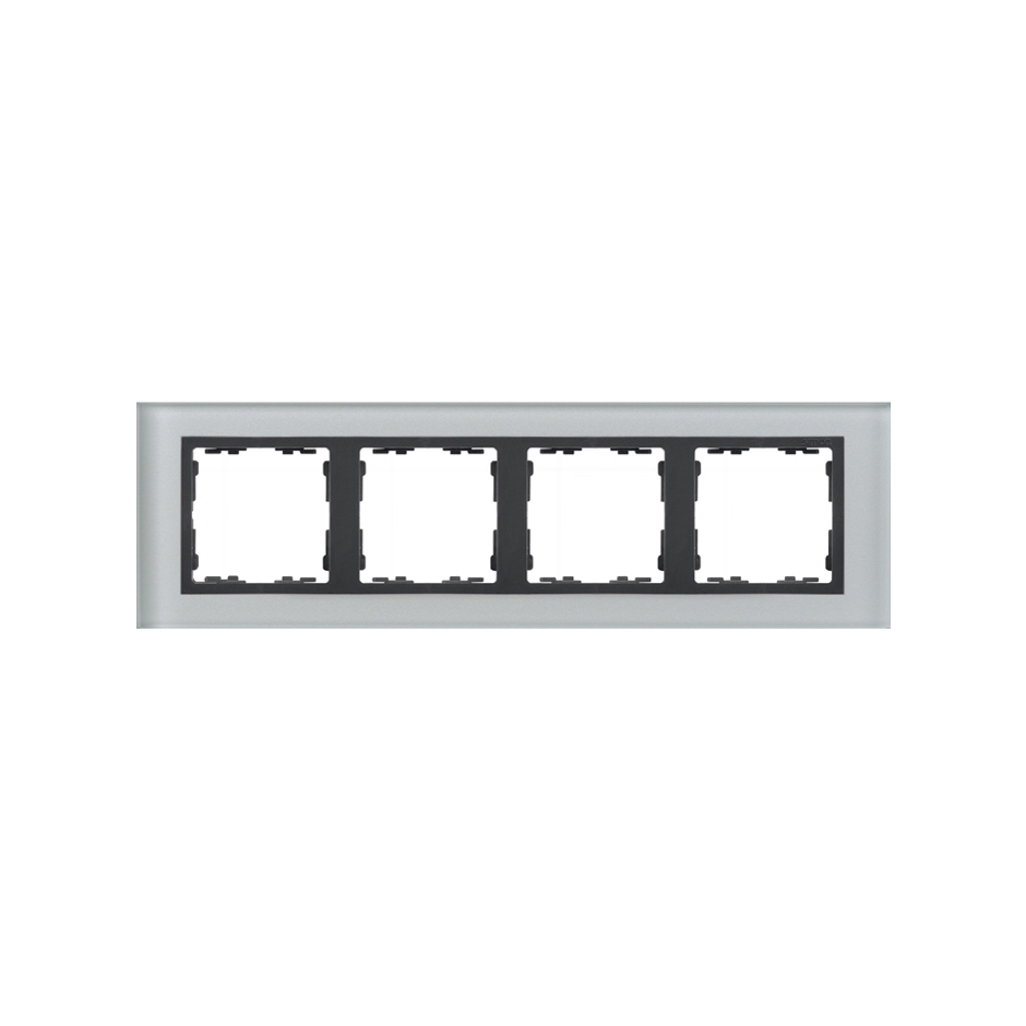 Рамка на 4 поста стекло серого цвета с центральной частью цвета графит S82 Nature