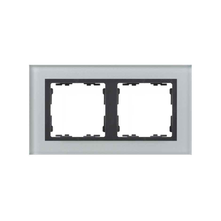 Рамка на 2 поста стекло серого цвета с центральной частью цвета графит S82 Nature