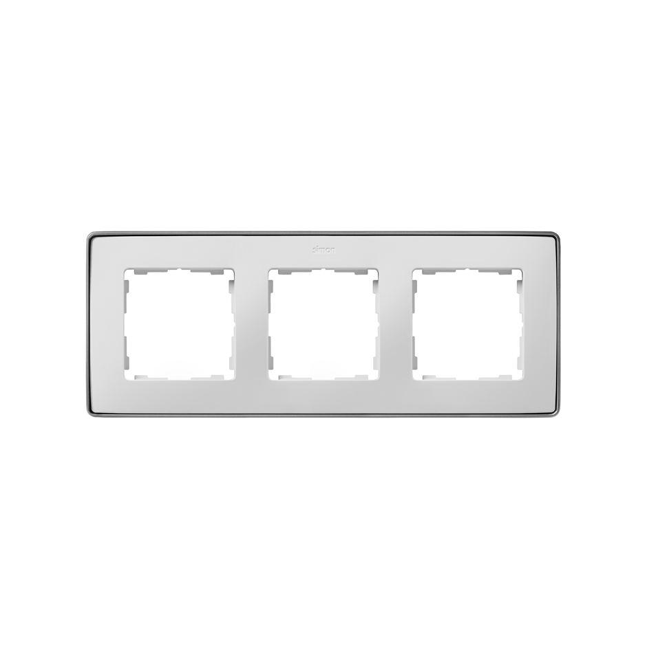 Рамка на 3 поста белого цвета с металлическим основанием цвета алюминий S82 Detail