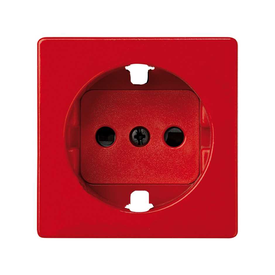 Накладка со шторками для розетки с заземлением Schuko 2Р+Е красного цвета S82