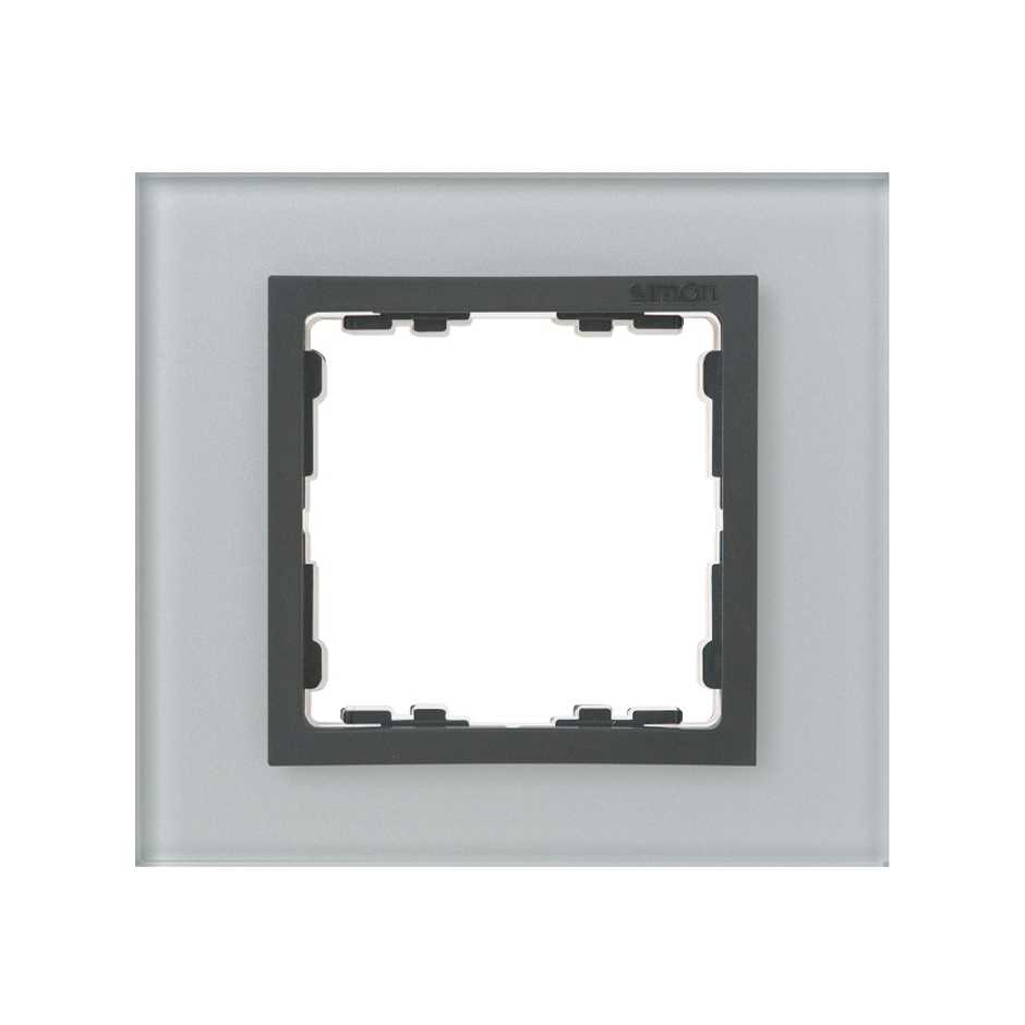 Рамка на 1 пост стекло серого цвета с центральной частью цвета графит S82 Nature