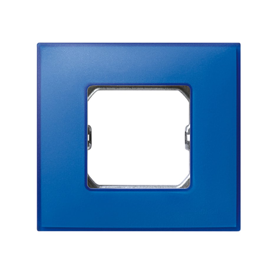 Рамка на 1 пост матовая синего цвета с суппортом S27 Neos