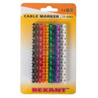 Маркер кабельный 0-9 комплект в блистере (от 4 до 6 мм) REXANT