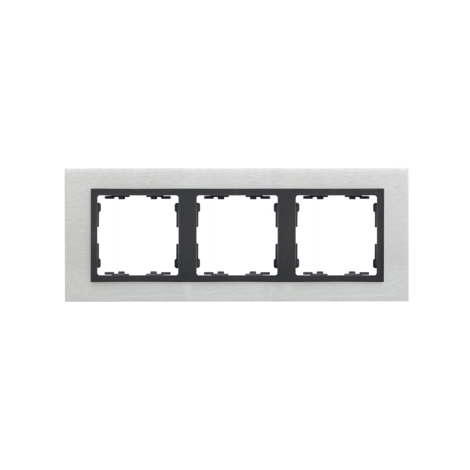 Рамка на 3 поста металл матовая сталь с центральной частью цвета графит S82 Nature