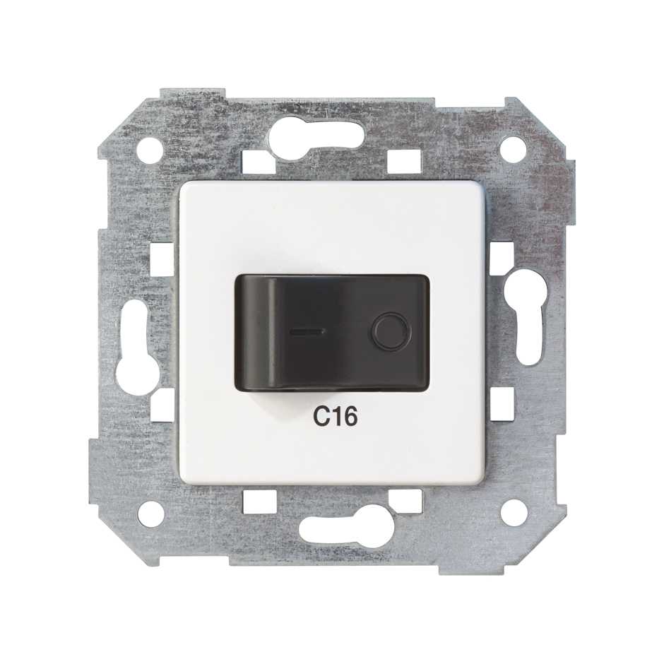 Автоматический магнитно-термический выключатель скрытого монтажа 16A 1P+N белого цвета S75