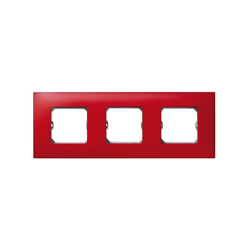 Рамка на 3 поста матовая красного цвета с суппортом S27 Neos