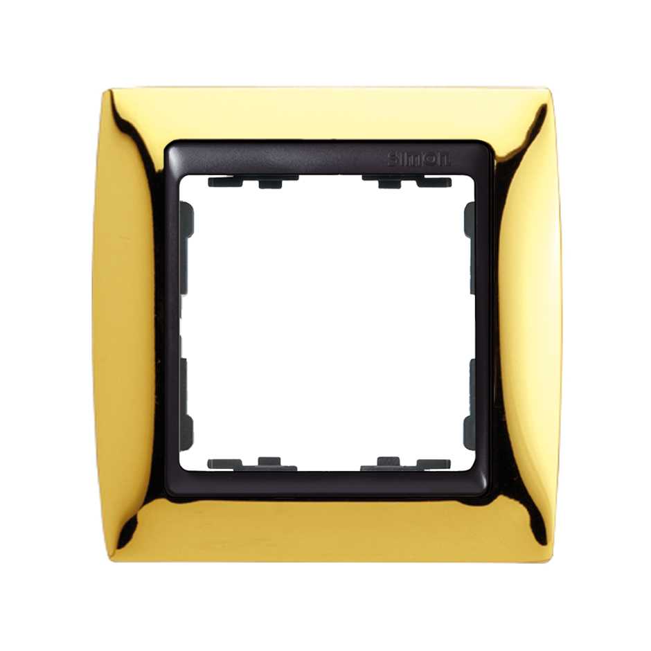 Рамка на 1 пост металл цвета золото с центральной частью цвета графит S82