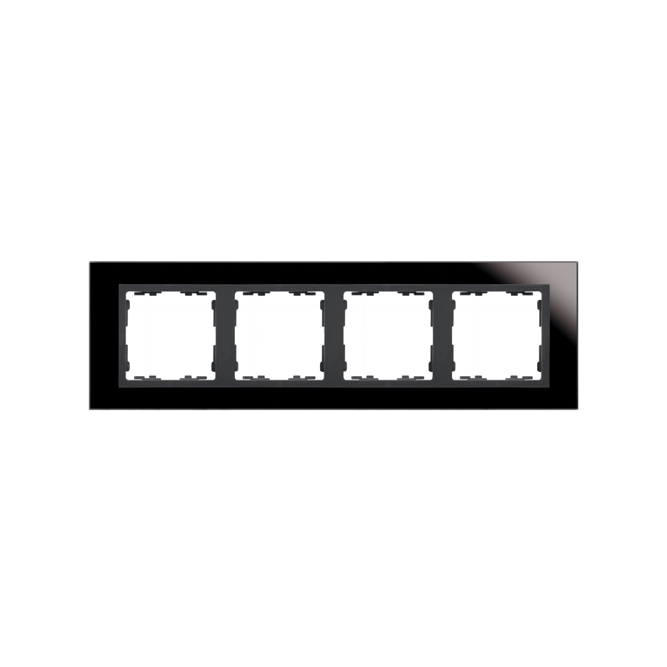 Рамка на 4 поста стекло черного цвета с центральной частью цвета графит S82 Nature
