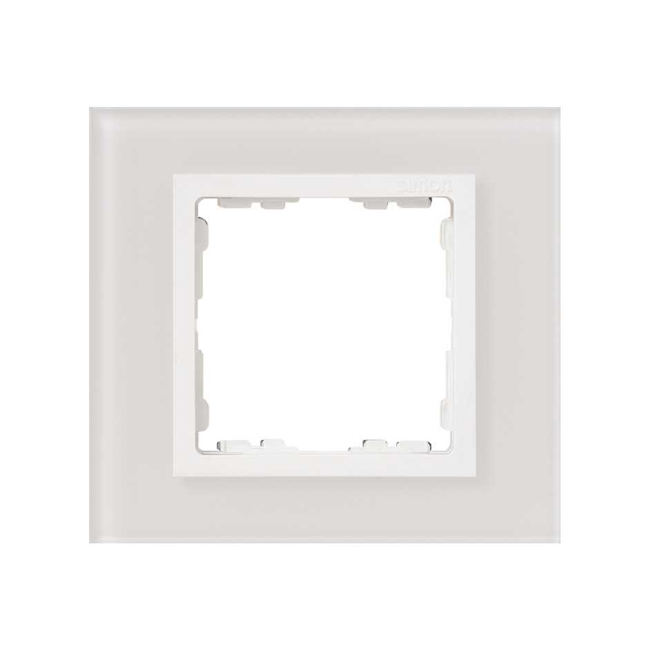 Рамка на 1 пост стекло белого цвета с центральной частью белого цвета S82 Nature