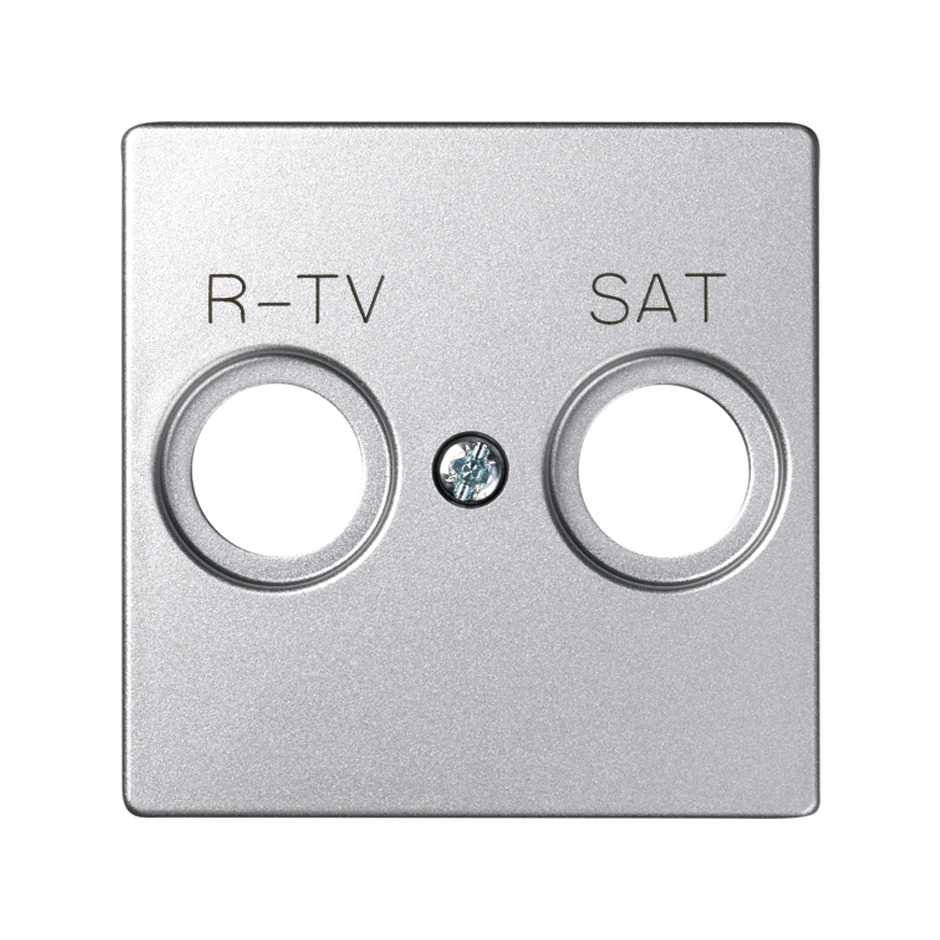 Накладка для розетки R-TV+SAT с пиктограммой "R-TV SAT" цвета холодный алюминий S82 Detail