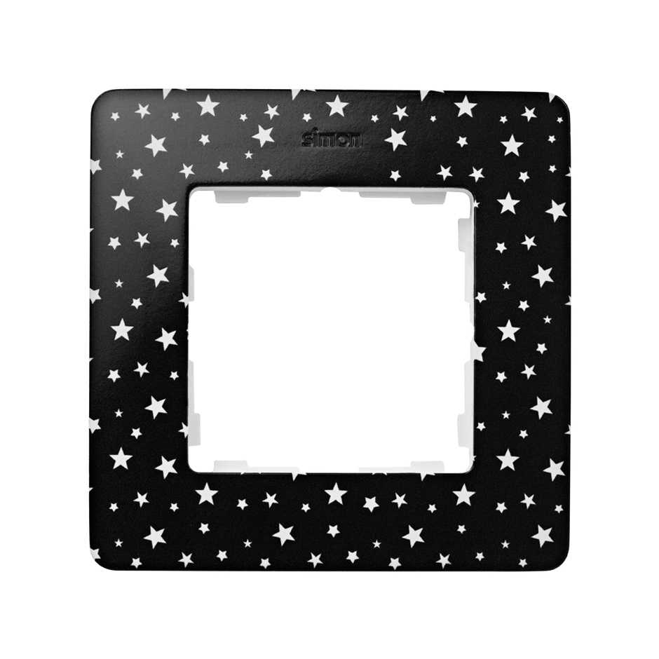 Рамка на 1 пост со звездами на черном фоне и белым основанием S82 Detail