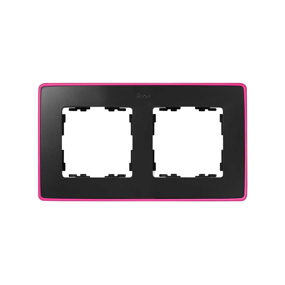 Рамка на 2 поста цвета графит с металлическим основанием неонового розового цвета S82 Detail