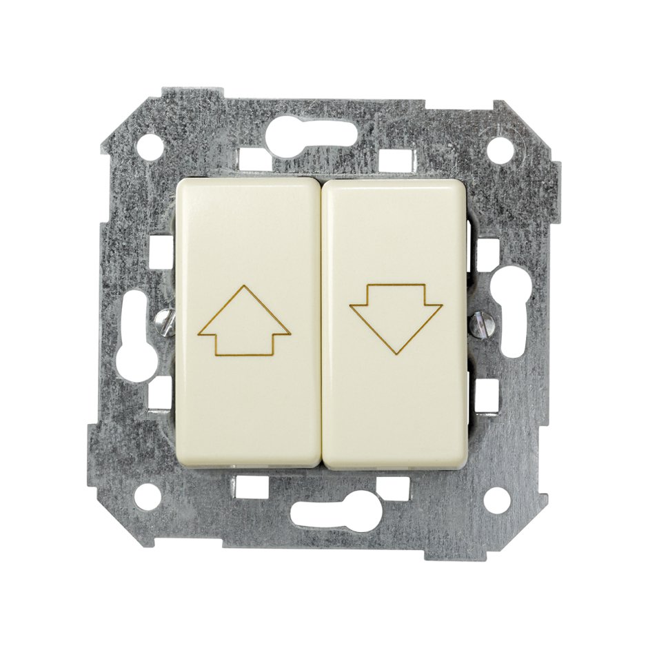 Двухклавишный кнопочный выключатель для жалюзи без блокировки 10A 250В~ цвета слоновая кость S27