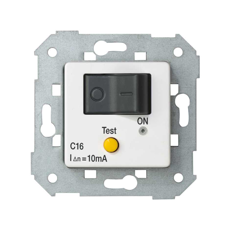 Автоматический магнитно-термический дифференциальный выключатель скрытого монтажа 16 A/10 мА белого цвета S75