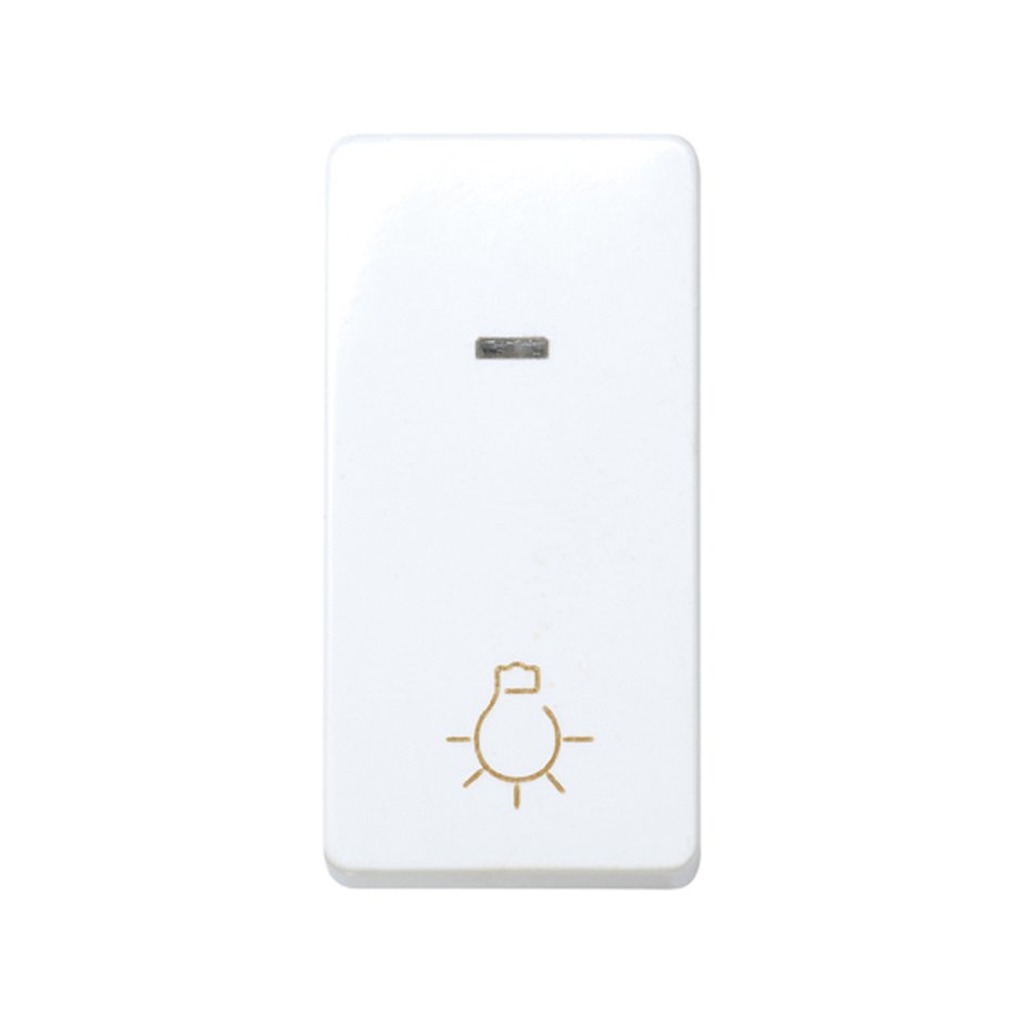Кнопочный выключатель с подсветкой и пиктограммой "свет" узкий 10A 250В~ белого цвета S27