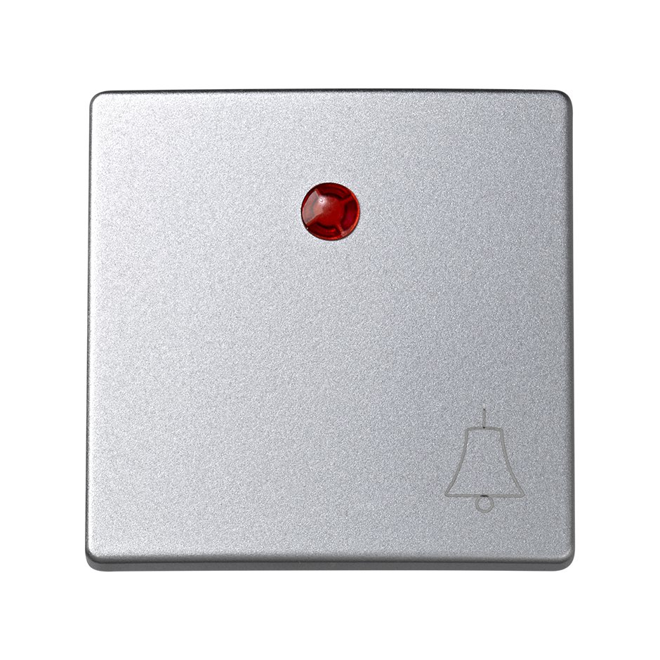 Клавиша для выключателя с подсветкой и пиктограммой "звонок" цвета алюминий S73 Loft