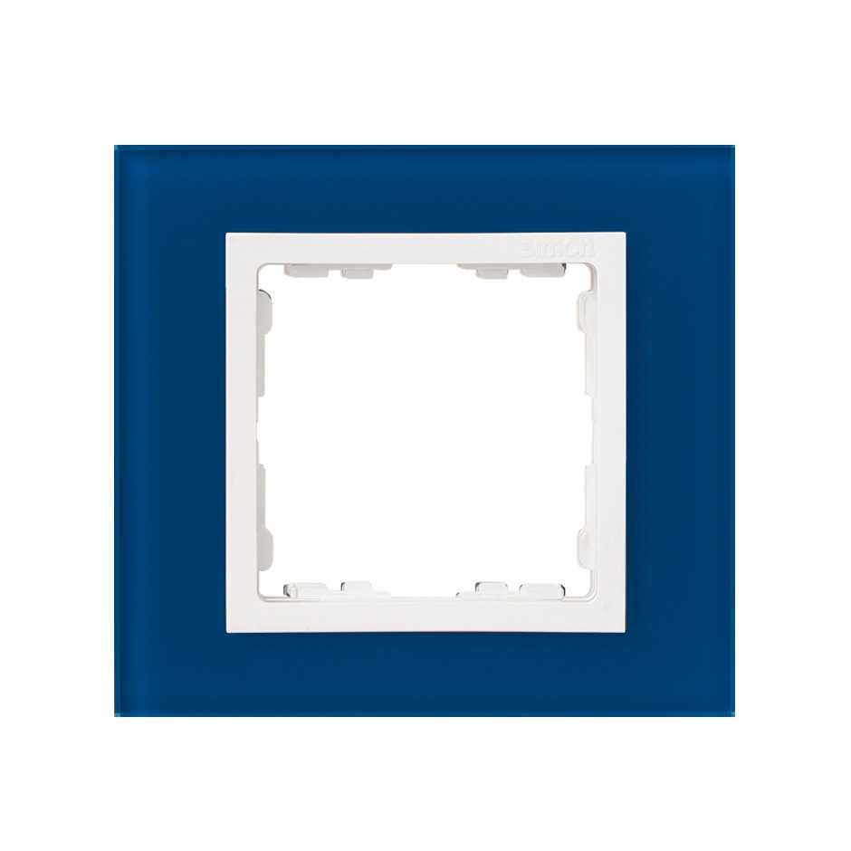 Рамка на 1 пост стекло синего цвета с центральной частью белого цвета S82 Nature