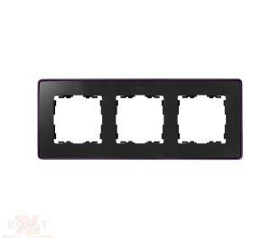 Рамка на 3 поста цвета графит с металлическим основанием матового фиолетового цвета S82 Detail