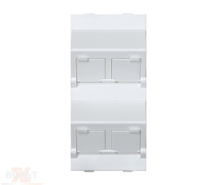Модуль S наклонный на 4 разъема RJ45 со шторками белого цвета Connect