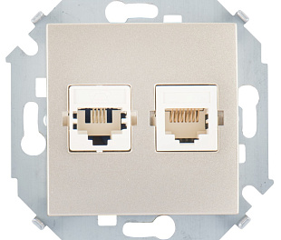 Simon 15 Шампань Розетка компьютерная 2-ая RJ45 кат.5е