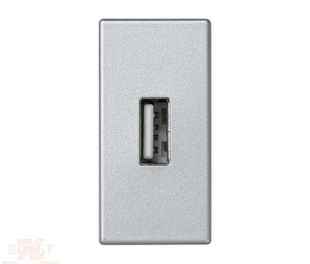 Розетка узкая USB 2.0 для передачи данных цвета алюминий K45 Connect