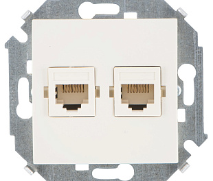 Simon 15 Бежевая Розетка компьютерная 2-ая RJ45 кат.5е