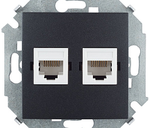 Simon 15 Графит Розетка компьютерная двойная 2хRJ45 кат.5е, Systimax