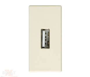 Розетка USB 2.0 для передачи данных узкая цвета слоновая кость S27