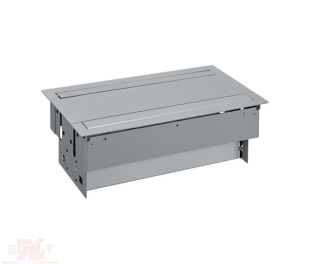 Двухсторонний врезной x12 розеточный блок, планка, 8x2P+E, 4 пустых модуля, алюминий, S400