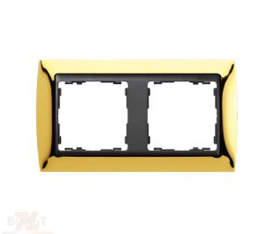 Рамка на 2 поста металл цвета золото с центральной частью цвета графит S82