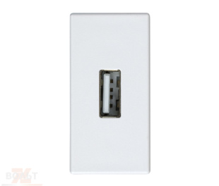Розетка USB 2.0 для передачи данных узкая белого цвета S27