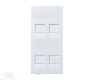 Модуль S прямой на 4 разъема RJ45 со шторками белого цвета Connect